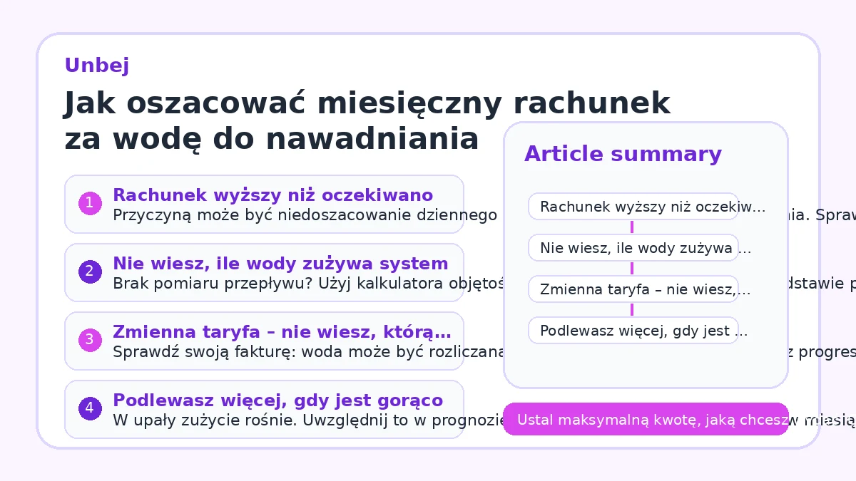 Jak oszacować miesięczny rachunek za wodę do nawadniania